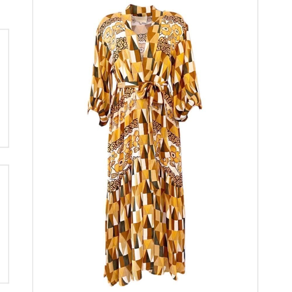 Anthropologie X Carolina K Nico Robe, Rombus Flowers Size M - Picture 6 of 10